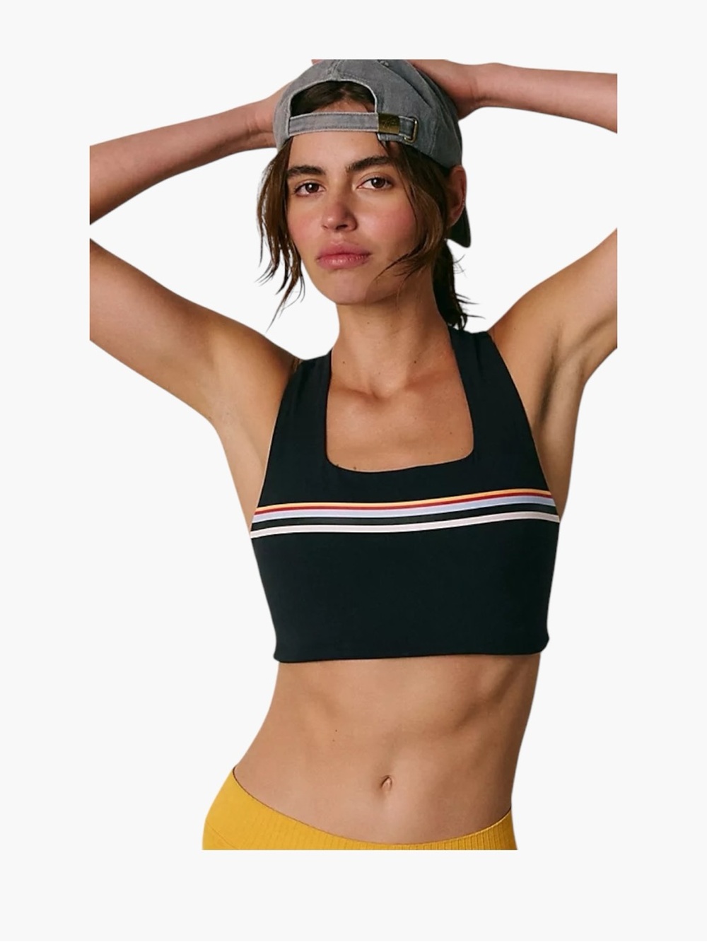 Free People Movement Striped Racerback Sports Bra Athletic Top Black Size Small